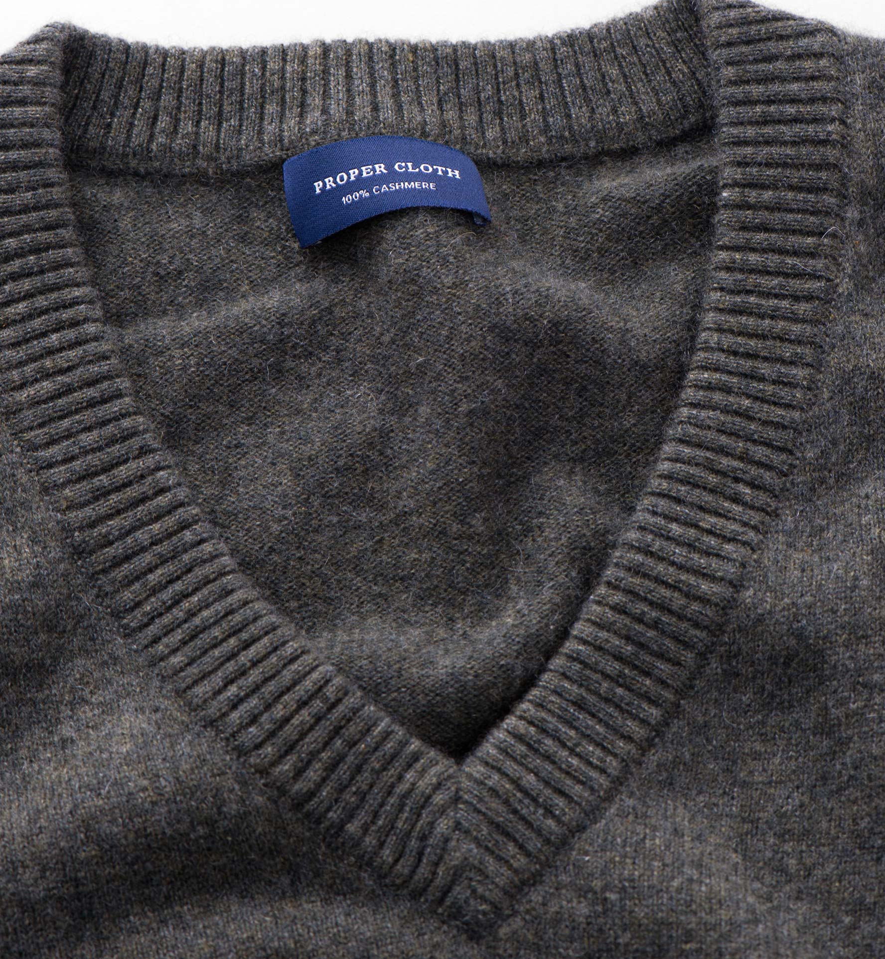 Pine Cashmere V-Neck Sweater by Proper Cloth