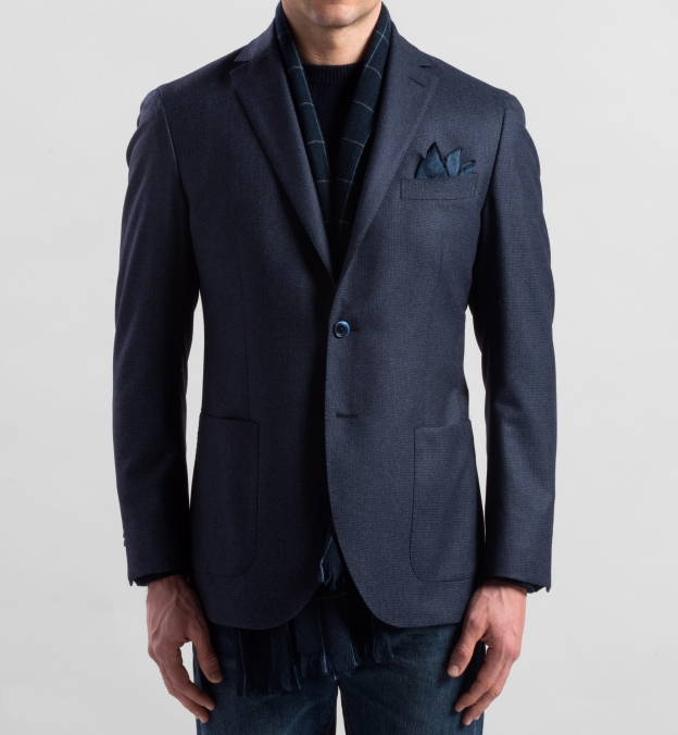 Blue Houndstooth Genova Jacket by Proper Cloth