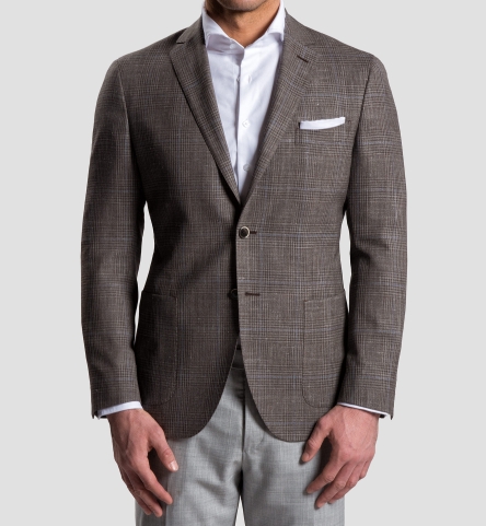 Beige Glen Plaid Slub Genova Jacket by Proper Cloth