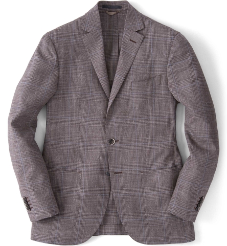 Beige Glen Plaid Slub Genova Jacket by Proper Cloth