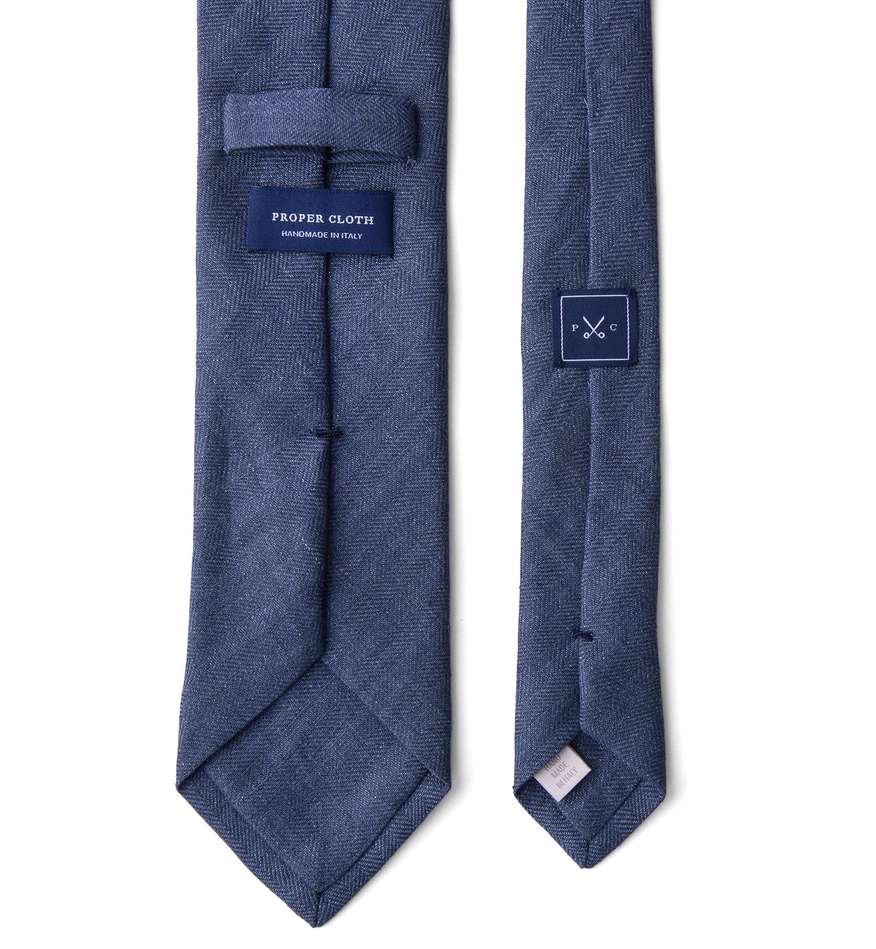 Navy Herringbone Linen Tie by Proper Cloth