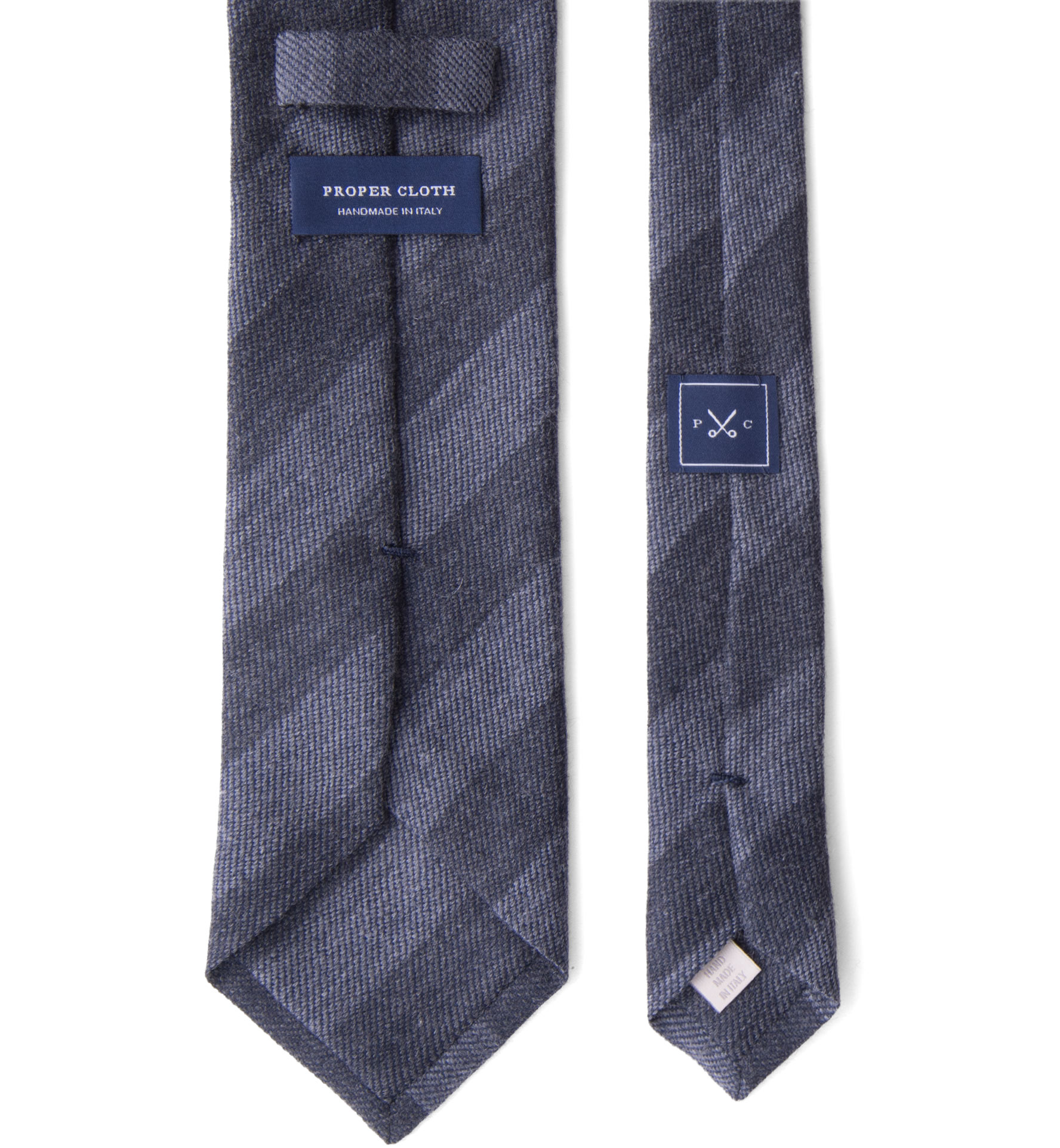 Charcoal and Grey Wool Striped Tie by Proper Cloth
