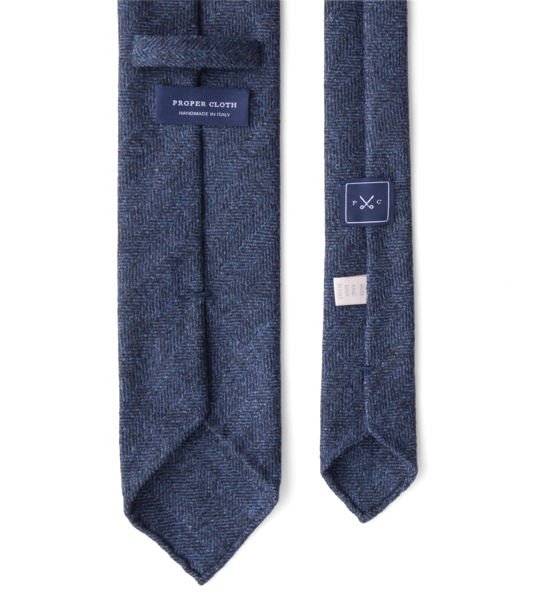 Slate Herringbone Untipped Wool Tie by Proper Cloth
