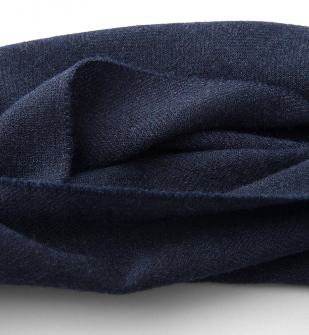 Navy Herringbone Wool Cashmere Scarf by Proper Cloth