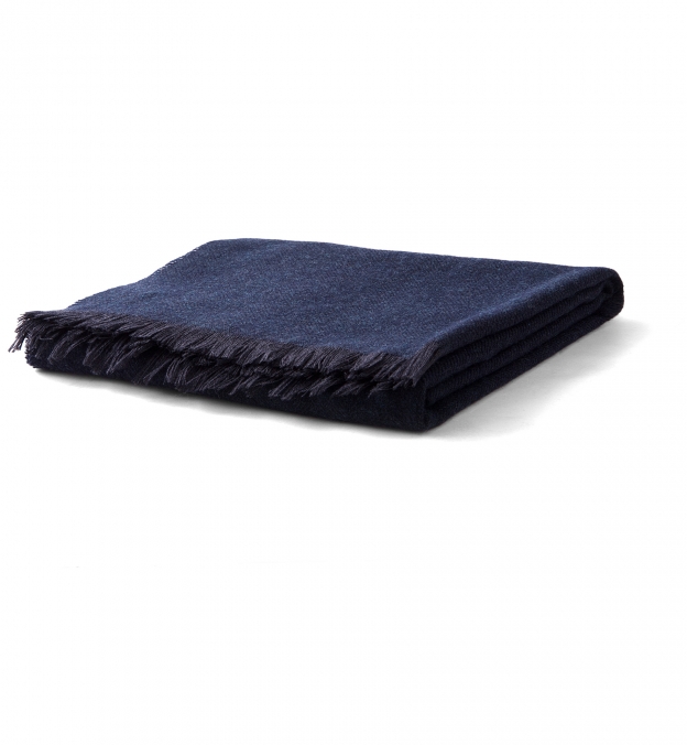 Malone Navy Wool Blend Scarf
