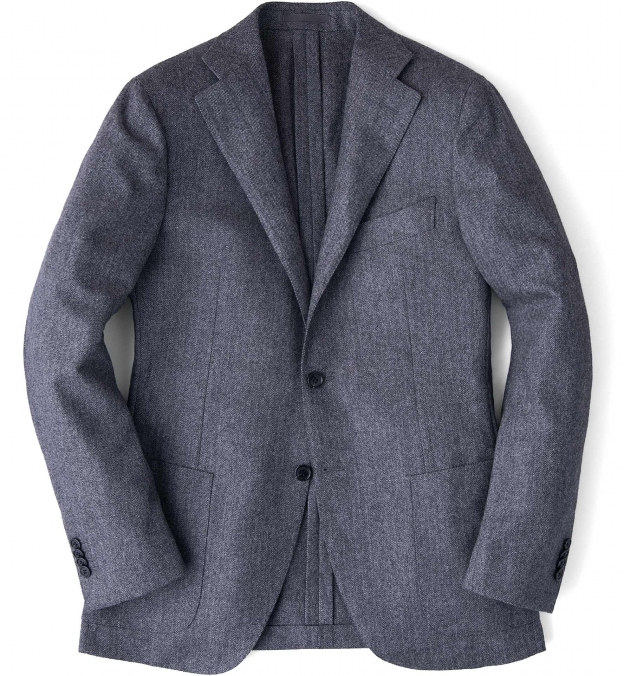 Grey Wool Cashmere Herringbone Hudson Jacket by Proper Cloth