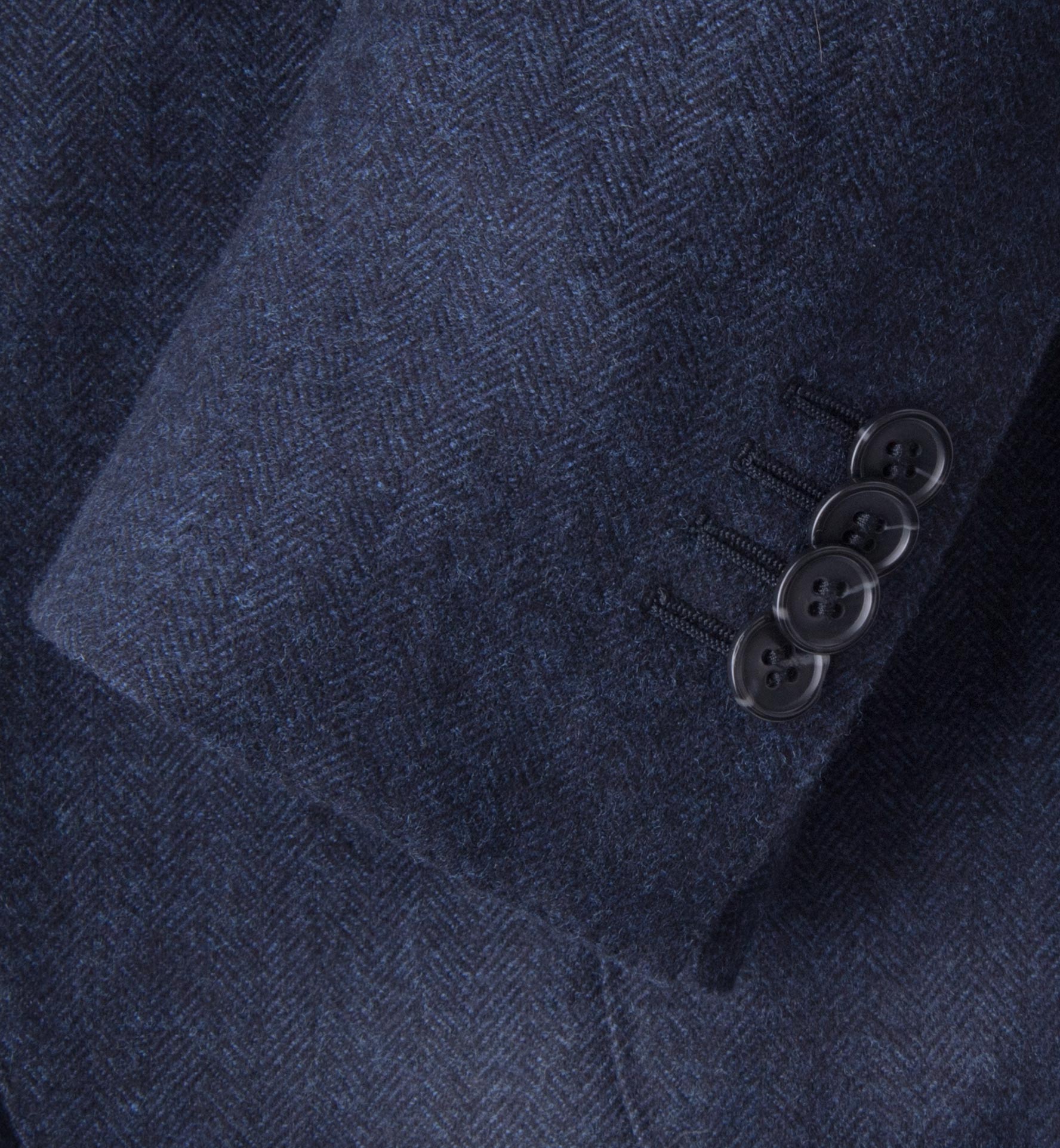 Navy Wool Cashmere Herringbone Hudson Jacket by Proper Cloth