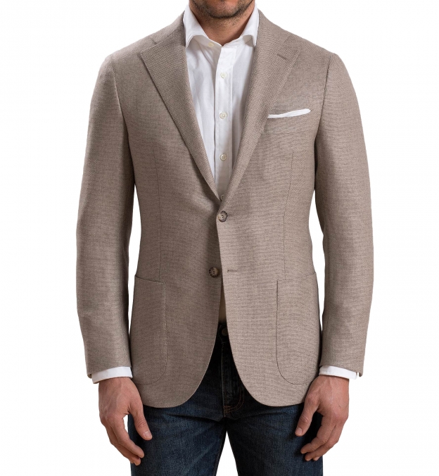 Hudson Beige Wool Cashmere Basketweave Jacket by Proper Cloth
