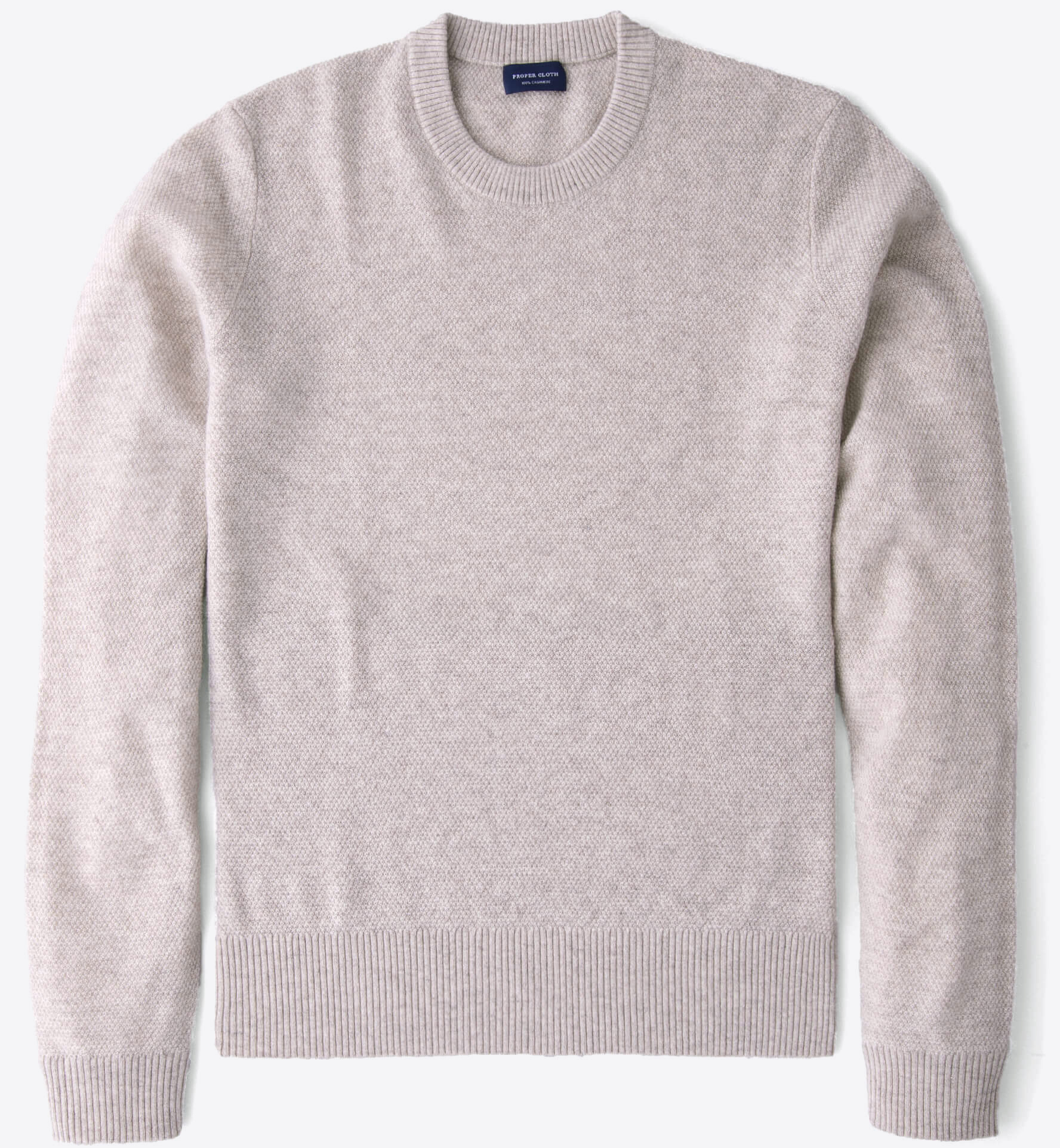 Wheat Cobble Stitch Cashmere Crewneck Sweater by Proper Cloth