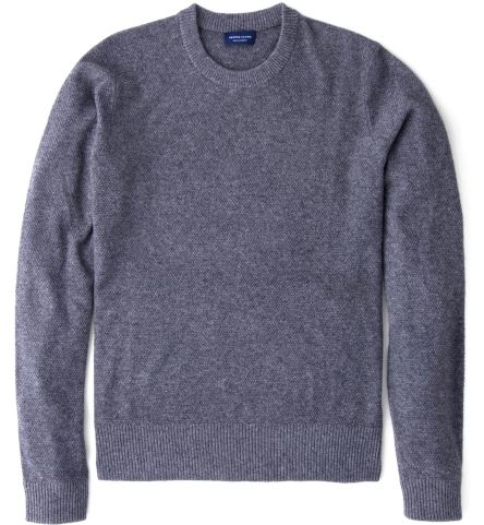 Grey Cobble Stitch Cashmere Crewneck Sweater by Proper Cloth