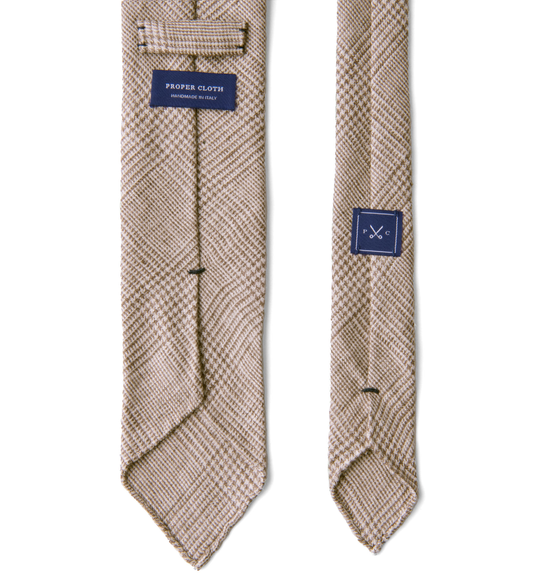 Beige Glen Plaid Linen Tie by Proper Cloth