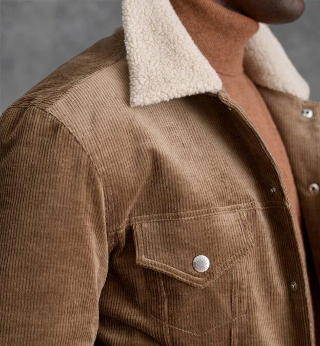 Lafayette Chestnut Corduroy Shearling Collar Jacket