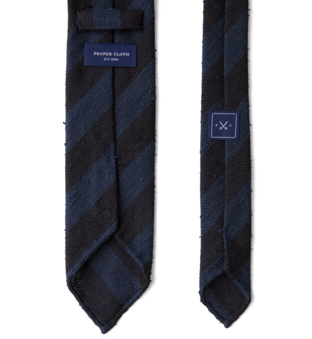Midnight and Navy Striped Shantung Grenadine Tie by Proper Cloth