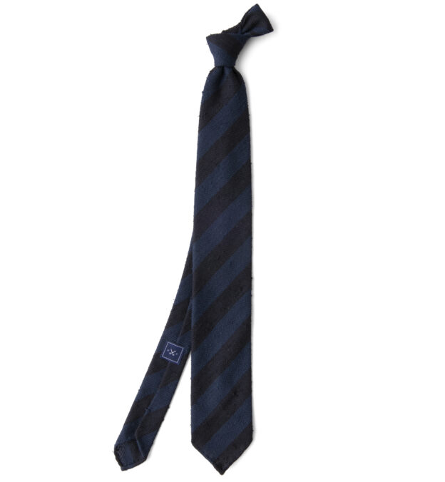 Midnight and Navy Striped Shantung Grenadine Tie by Proper Cloth