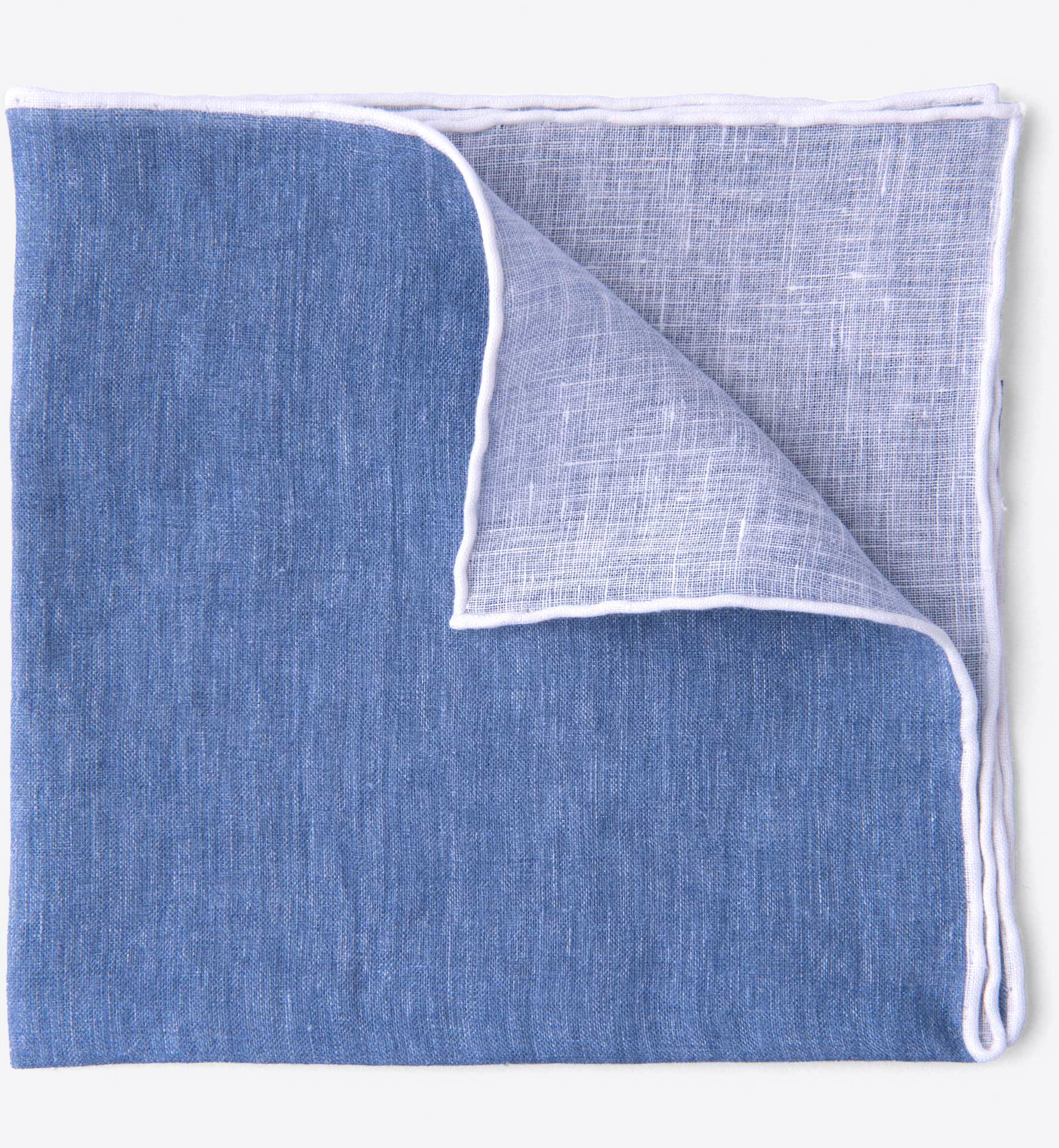 Ocean Blue Tipped Linen Pocket Square by Proper Cloth