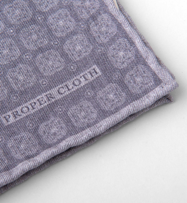 Grey Printed Cotton and Wool Square
