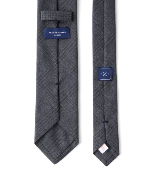 Charcoal Plaid Wool Tie by Proper Cloth