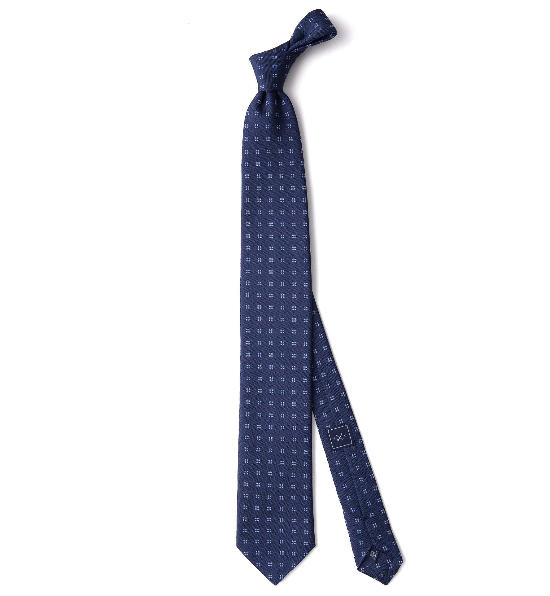 Navy Printed Silk Tie by Proper Cloth