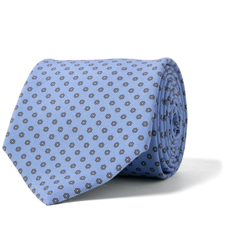 Light Blue Small Foulard Silk Tie by Proper Cloth