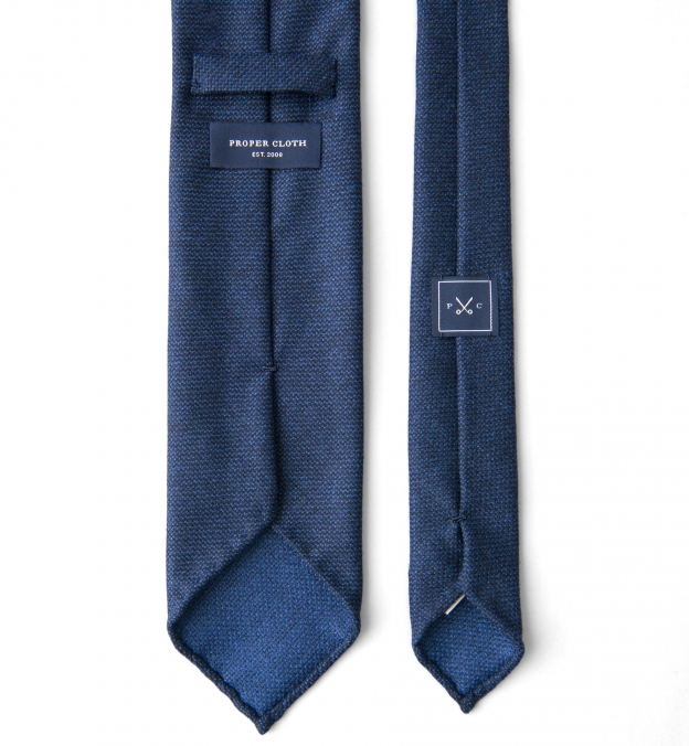 Indigo Blue Hopsack Wool Untipped Tie by Proper Cloth