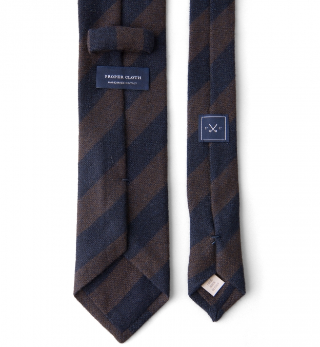 Mocha and Navy Striped Cashmere Tie by Proper Cloth