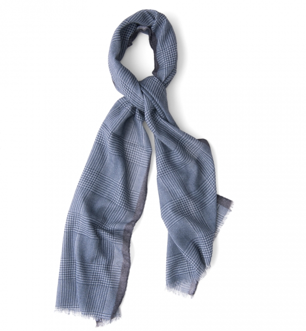 Grey Cashmere Glen Plaid Scarf by Proper Cloth