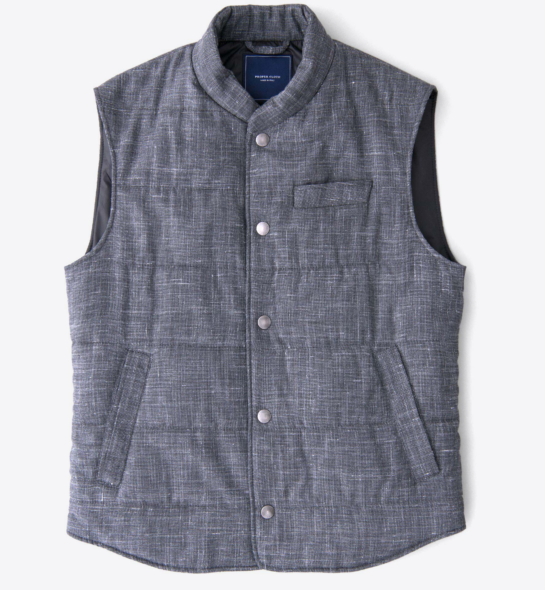 Cortina I Grey Slub Wool Blend Vest by Proper Cloth