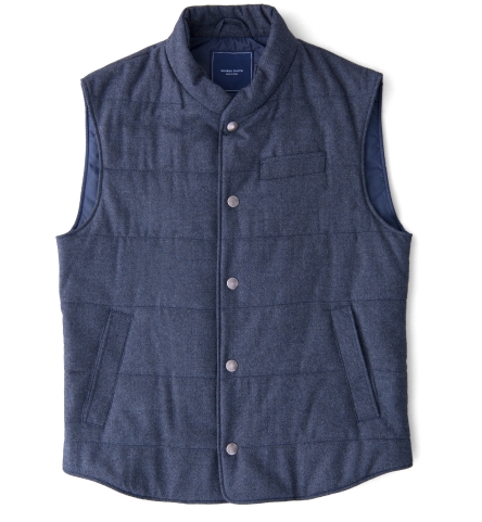 Cortina I Slate Blue Flannel Snap Vest by Proper Cloth