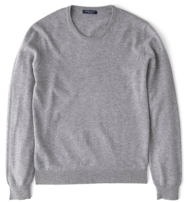 Light Grey Cashmere Crewneck Sweater by Proper Cloth