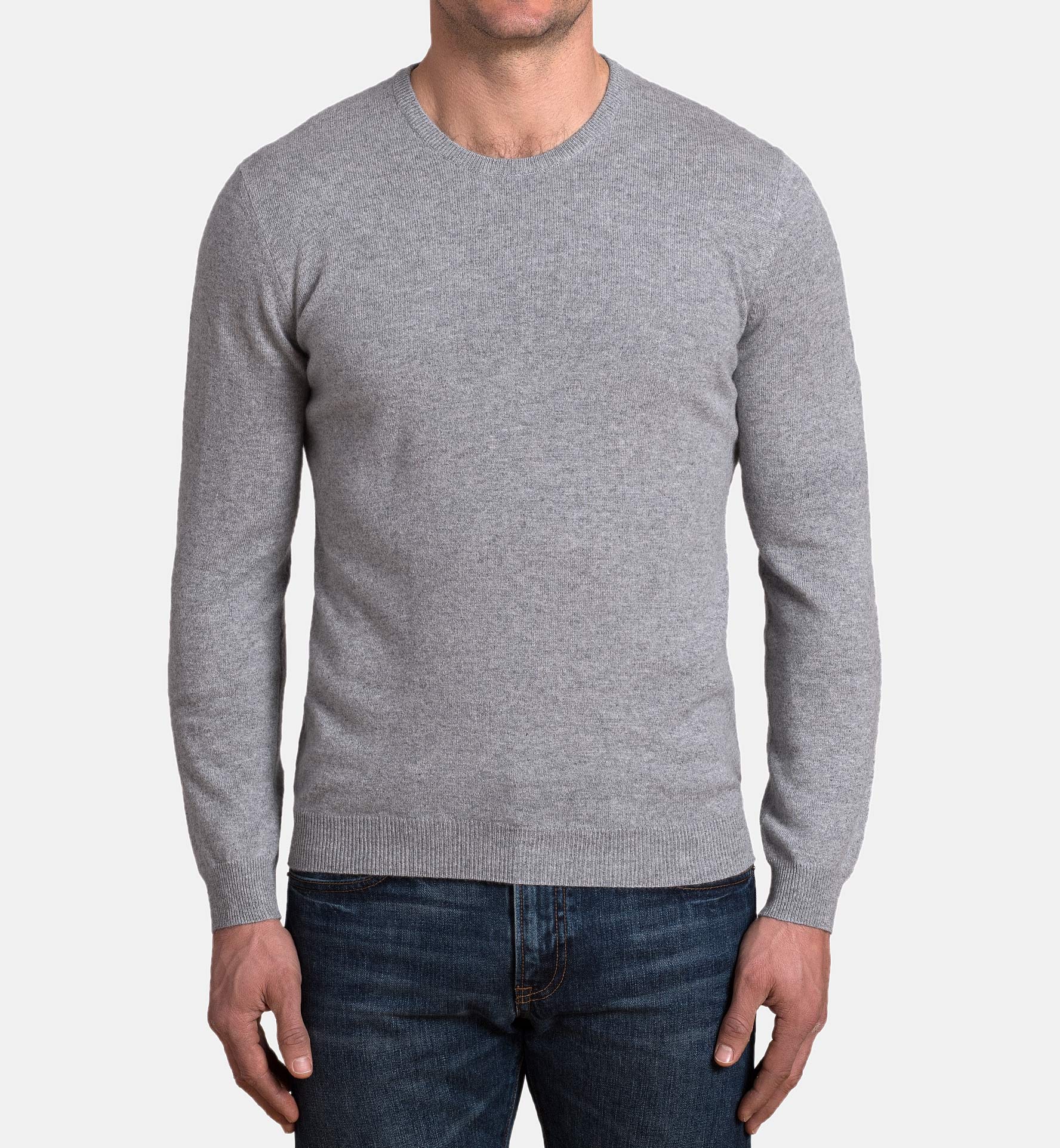 Light Grey Cashmere Crewneck Sweater by Proper Cloth