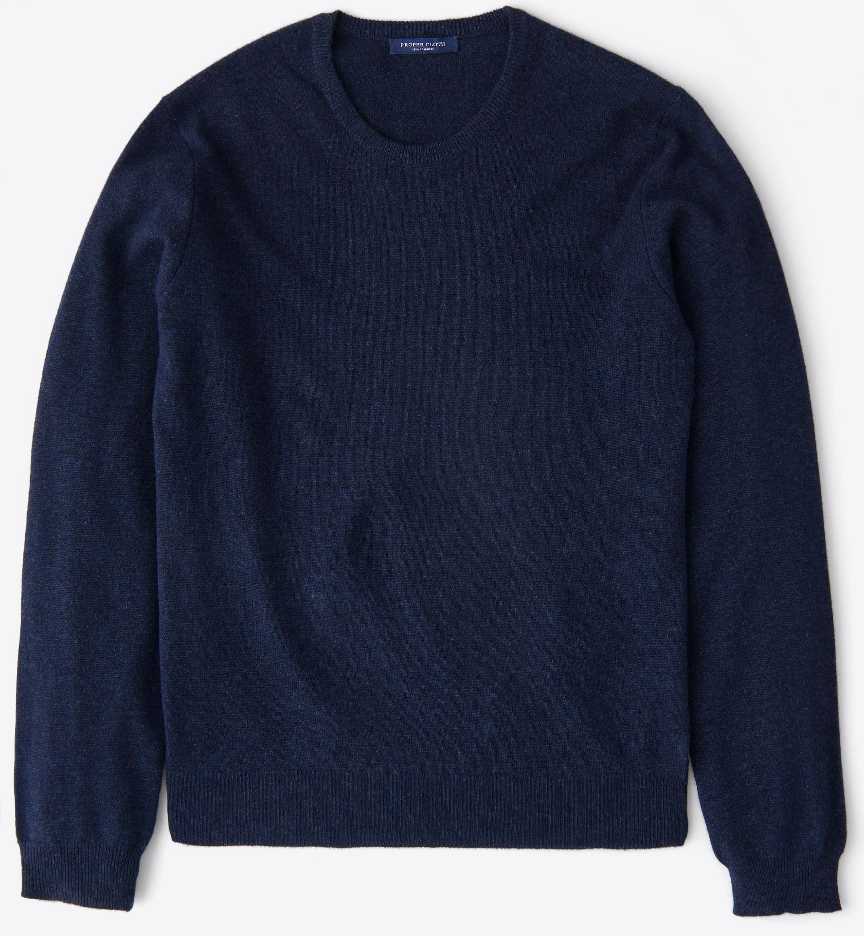 Navy Melange Cashmere Crewneck Sweater by Proper Cloth