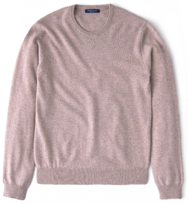 Beige Cashmere Crewneck Sweater by Proper Cloth