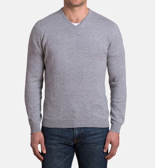 light gray v neck sweater