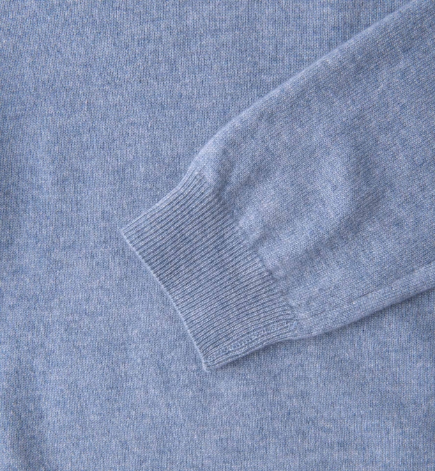 Light Blue Melange Cashmere V-Neck Sweater by Proper Cloth