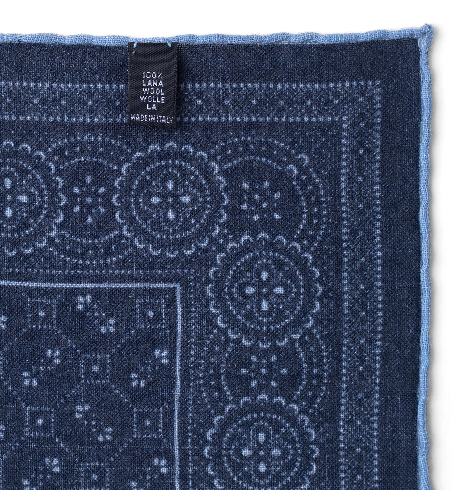 Navy Bandana Print Wool Pocket Square by Proper Cloth