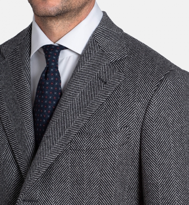 Bleecker Grey Herringbone Wool and Cashmere Coat