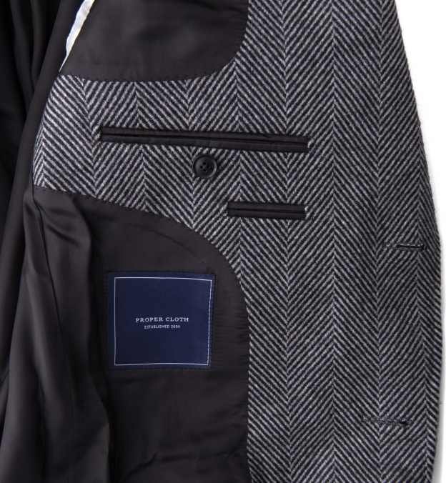 Bleecker Grey Herringbone Wool and Cashmere Coat