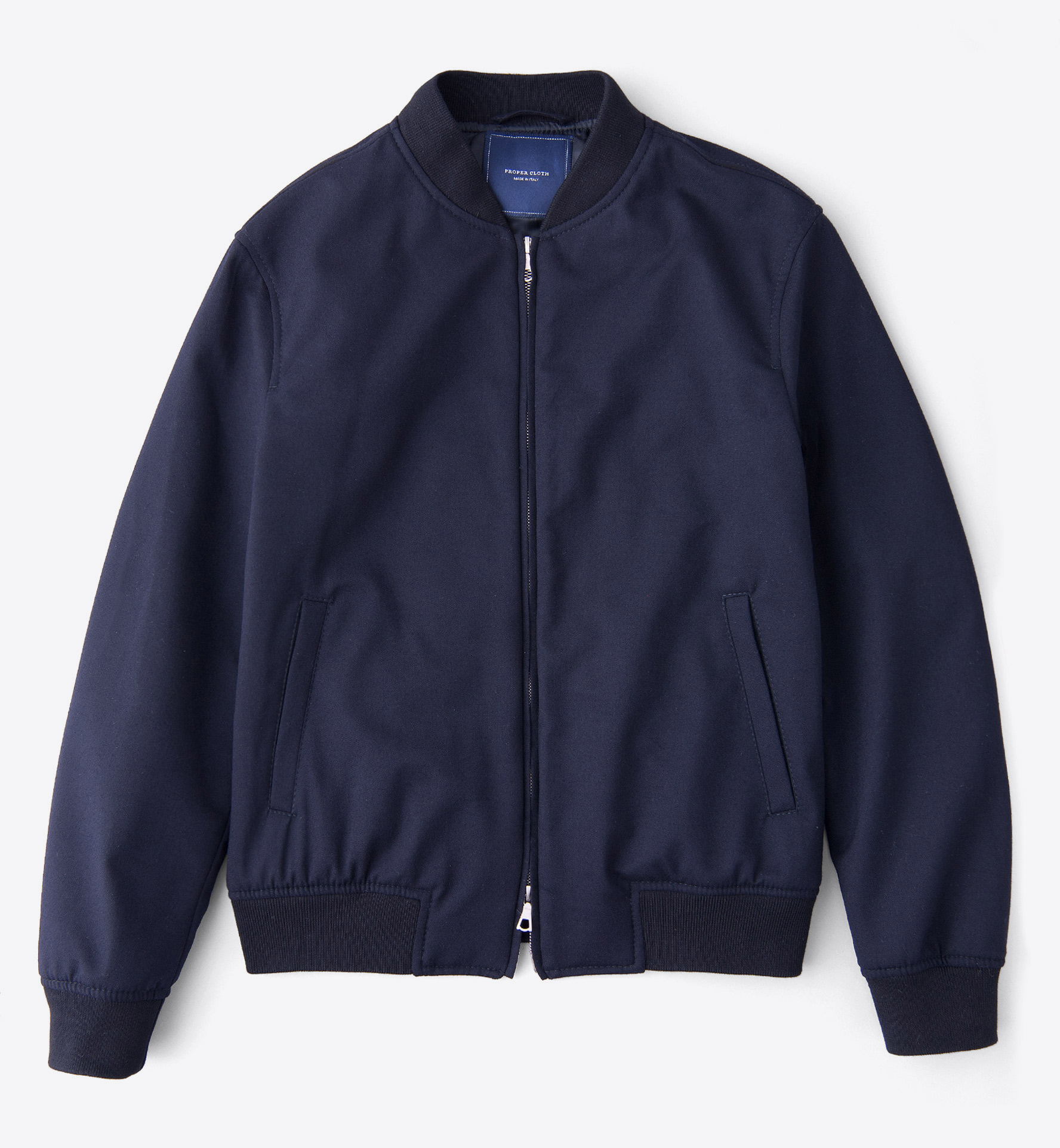 Navy Wool Storm System Bomber by Proper Cloth