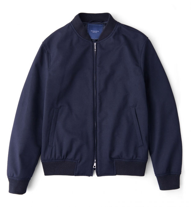 Hooded Bomber Jacket in Technical Fabric - Storm System® Navy Blue