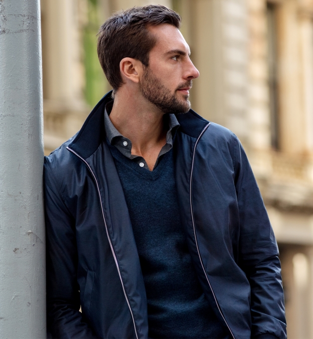 Lucca Navy Wool and Silk Performance Jacket by Proper Cloth