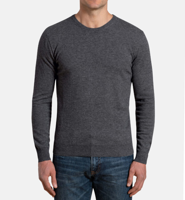 Grey Melange Merino Crewneck Sweater