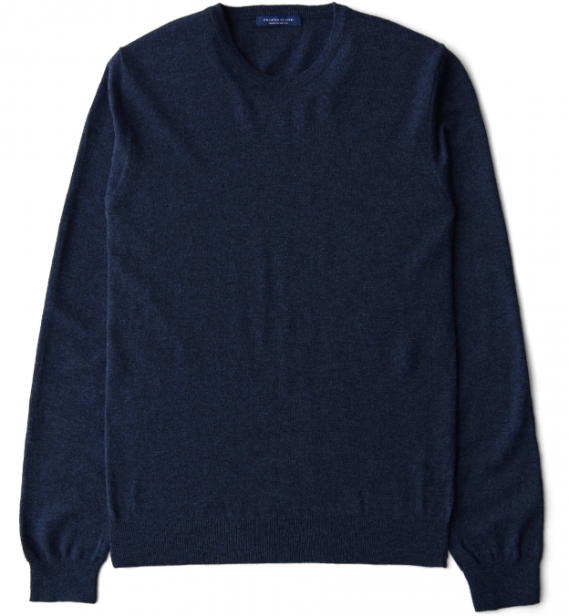 Slate Blue Merino Crewneck Sweater by Proper Cloth