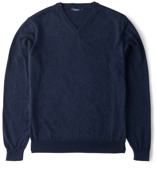 Slate Blue Merino V-Neck Sweater