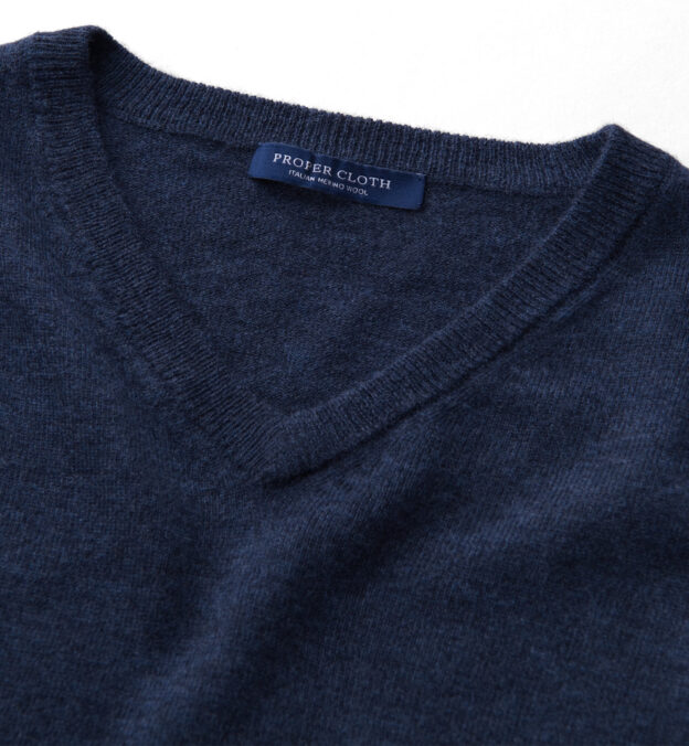 Slate Blue Merino V-Neck Sweater