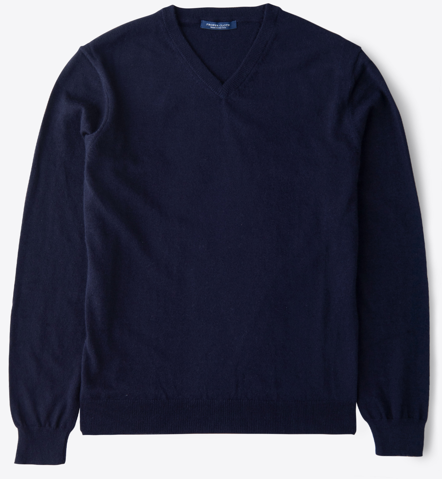 Zoom Image of Navy Merino V-Neck Sweater