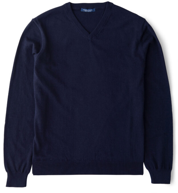 Navy Merino V-Neck Sweater