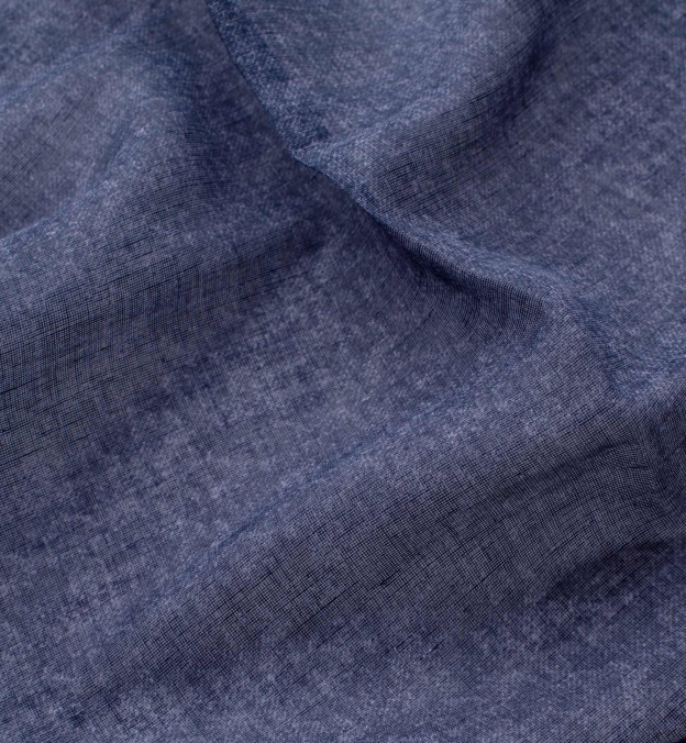 Navy Tipped Tonal Cotton and Linen Pocket Square by Proper Cloth