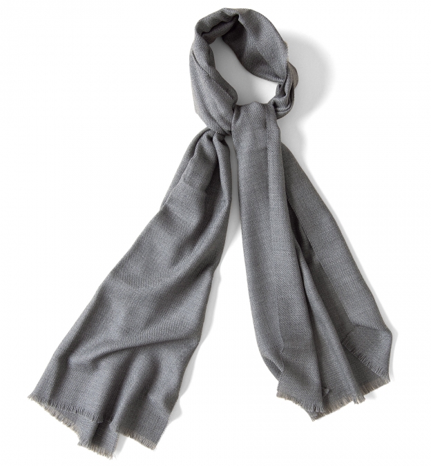 Grey Textured Wool Scarf by Proper Cloth