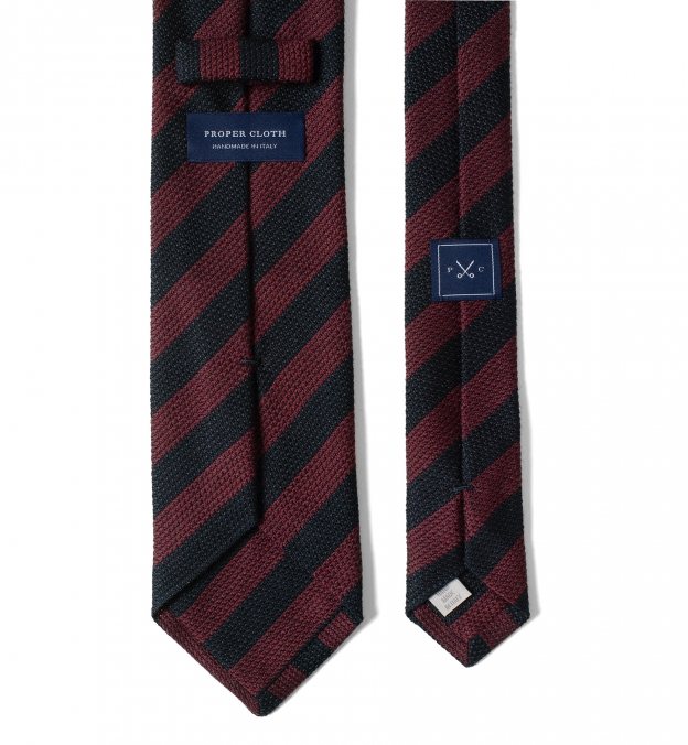 Scarlet and Navy Striped Wool Grenadine Tie by Proper Cloth