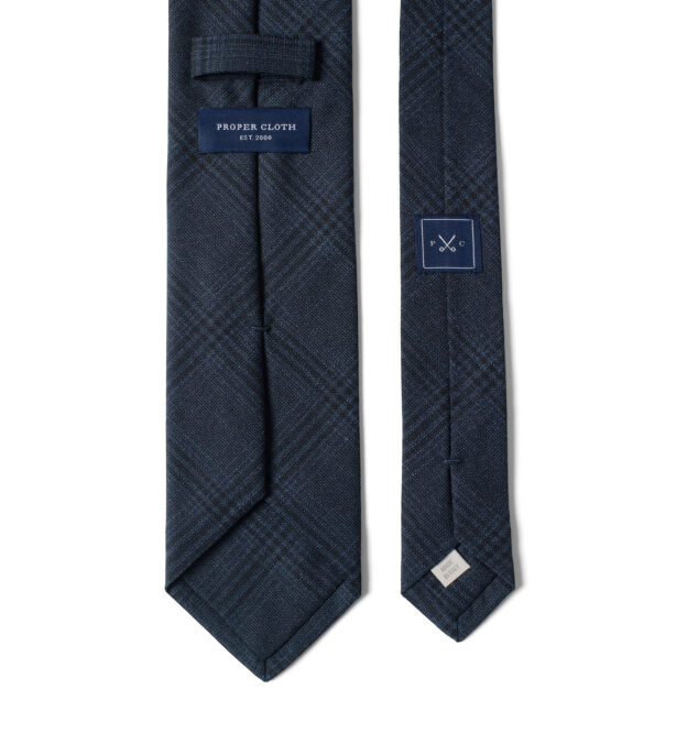 Navy Plaid Wool Tie by Proper Cloth